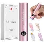 MelodySusie Handheld Cordless UV Nail Lamp with LCD Display & Optical Lens, P-Art01G Rechargeable Mini UV LED Light Flash Cures All Soft Gels, Especially Rhinestone Glue & Liner Gel, Rose Pink
