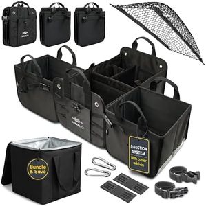 DURABLEZ Premium Trunk Organizer with Cooler - Perfect for Groceries & Car Accessories - Extra Large, Modular, Configurable, Detachable, Collapsible - Fits Any Car Type, Black