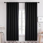 Deconovo Solid Back Tab and Rod Pocket Blackout Curtains, Thermal Insulated Drapes - Curtains for Sliding Glass Door, (52x95 Inch, Black Color, Set of 2 Panels)