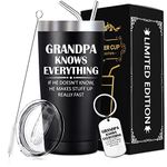 SpenMeta Grandpa Gifts - Gift for Grandfather from Grandchildren - Grandpa Knows Everything - Great Birthday, Christmas, Fathers Day Presents for Granddad, Papa, 20oz Vacuum Insulation Grandpa Tumbler