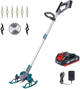 Stringless Battery Powerd Weed Wacker & Lawn Edger & Brush Cutter 3 in 1, 20V 2.5 Amp Li-ion Battery, 3 Types Blades (Metal Blades & Plastic Blades & Saw Blades), Cordless 5.2 Pounds