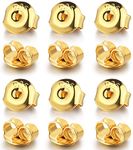 14K Gold Earring Backs for Studs, Moconar 12 PCS 925 Sterling Silver Earring Backs Replacements, Hypoallergenic Gold Earring Backs Secure Ear Locking Pierced Earring Backs for Studs Gold Color