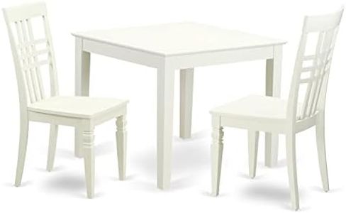 East West Furniture OXLG3-LWH-W 3 Piece Set Contains a Square Dinner Table and 2 Kitchen Dining Chairs