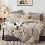 MKXI Solid Taupe Duvet Cover Set Qu