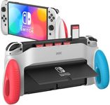 JUSPRO Grip Case Compatible with Nintendo Switch OLED, Unique Switch Accessories Designed Comfortable & Ergonomic Grip with 5 Game Slots