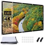 OWill Projector Screen 120 Inch 16:9 HD 4K, Portable Foldable Anti-Crease Movie Screen for Home Cinema Outdoor Garden Party, Support Double-Sided Projection & Easy Install with Hooks Ropes