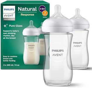 Philips Avent Natural Response Glass Baby Bottles 8oz/240 ml with Medium Flow Teats (Flow 3), 2 Pack, SCY933/02
