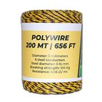 TRAE Electric Fence Polywire 656 Feet / 200 Meters, 6 Stainless Steel Strands for Reliable Conductivity and Rust Resistance, 1/16" Diameter Polywire, UV Resistant