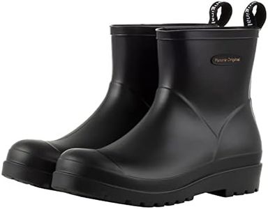 planone Short rain Boots for Women Waterproof Garden Shoes Anti-Slipping Rainboots for Ladies Comfortable Insoles Stylish Light Ankle rain Shoes matte Outdoor Work Shoes, Black, 10