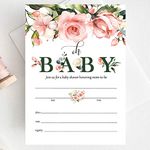 Set of 25 Pink Floral Baby Shower Invitations for Girl, Oh Baby Invitations for Baby Shower, Fill-in Style Invitations with Envelopes