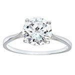 Mogul Silver Cubic Zirconia Set Solitare Ring - Size Q