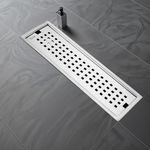 Ruhe® Palo Shower Drain Channel | 18 × 4 Inches | 304 Stainless Steel Shower Water Drain Channel | Floor Drain with Cockroach Trap, Side Hole, and Collar