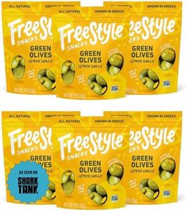 Freestyle Snacks Olive Snack Packs - As Seen on Shark Tank - Fresh Pitted Green Olives, Jumbo-Sized, Grown in Greece, All Natural, Non-GMO, Sugar-Free, Low Calorie - Lemon Garlic, 4oz (6 Pack)