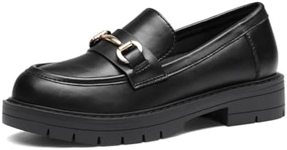 DREAM PAIRS Girls Loafers Chunky Platform Slip On Loafers School Uniform Dress Shoes,Size 12 Little Kid,Black-Patent,KKUMLS2506