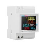 amiciSense 6 in 1 AC 40-300V 100A Digital Energy Meter, Frequency/Power Factor/Active Power/Current/Voltage Monitoring Device with Colorful LCD Display, Monitor Power Consumption (22kW)