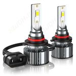 XWQHJW 9005 LED Headlight Bulbs, 500% Brighter 6000K Eye-Protection White LED For HB3 9005 Headlights High and Low Beam, For 9145 9140 H10 9005 Fog Lights, Easy Install Plug and Play, Pack of 2