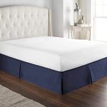 Hotel Luxury Bed Skirt/Dust Ruffle 1800 Platinum Collection-14 inch Tailored Drop, Wrinkle & Fade Resistant, Linens (Full, Navy Blue)