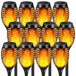 Solar Lights Outdoor 12 Pack, Solar Torch Light with Flickering Flame, Waterproof Outdoor Lighting Solar Powered Pathway Lights, Decoration Lighting for Garden Yard Patio, Auto On/Off