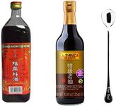 Lee Kum Kee Premium Dark Soy Sauce, 16.9-Ounce + Shaohsing Rice Cooking Wine 750ml + One NineChef Spoon