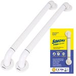 Simon's Grippy Heavy-Duty Nylon and SS304 Inside Bathroom and Toilet Anti Slip Grab bar for Elderly Hand Railing and Safety Handle| White | 3.5 cm Broad, 60 cm Length Grab Rail - 2pcs