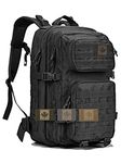 Coolton Tactical Backpacks,Multicam Military Army Molle for Hiking, Camping, Hunting (Black with Flag)