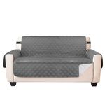 Teynewer Sofa Covers 100% Waterproof 3 Seater Sofa Slipcovers Reversible Washable Furniture Protector, Non-Slip Washable with Adjustable Elastic Straps Couch Settee Covers for Kids, Dogs, Pets, Grey