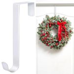 Aodaer 8 Inches White Christmas Wreath Door Hanger Metal Wreath Hook Non-Slip Christmas Hanging Hooks for Party Christmas Holiday Home Decoration