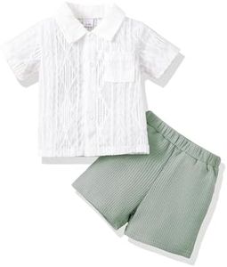 Renotemy 2-3T Boy Clothes Summer Outfits Cotton Linen Shirt 2-3 Year Old Boy Clothes 2T 3T Boy Outfit Toddler Clothes For Boys Beige Shirt