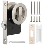 Sliding Pocket Door Lock, Robust Zinc Alloy Pocket Door Privacy Lock with Turn Knob, Bathroom Sliding Door Lock Latch Hardware, Fits Doors of 1.5-2’’ Thick