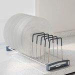 Plantex Stainless Steel Thali Stand/Dish Rack Kitchen Cabinet/Plate Stand for Modular Kitchen/Tandem Box Accessories - 10 Sections (Chrome/Pack of 1)