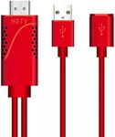 Cables for MHL to HDMI Cable 1080P HDTV Adapter, HDMI Mirroring Cable Adapter for iOS/Samsung to Mirror on TV Projector (Pc-red)