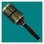 Scarlet Line Professional Large Ceramic Barrel Heat Reminder Hot Curling Round Hair Brush For Men And Women, Black and Golden (58 mm)