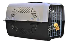 Foodie Puppies Imported Plastic Portable Pet Travel Carrier Cage & Kennel House for Dogs, Puppies & Small Animals (19" X 12" X 12", Neon Grey)