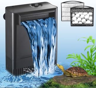 Turtle Tank Filter Aquarium Filter Power Adjustable 30-55 Gal. 290GPH Large Internal Filter 3-Stage Waterfall Bio-Filtration Low Water Level for Freshwater Saltwater Fish Tank Reptile Shrimp Frog