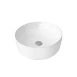 STYLISH Vessel Sink 16 x 16 Inch Porcelain Over The Counter Round Bathroom Sink Enamel Glaze Finish, Smooth & Stain Resistant Non Porous Surface Bathroom Sinks White, P-228H