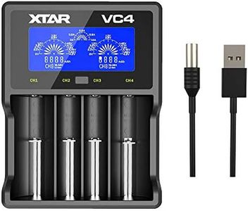 Chargeur 18650, XTAR VC4, 4 baies 18650 chargeur rapide avec écran LCD, pour piles de poche rechargeables au lithium Ni-MH Ni-Cd AA AAA 10440 26650 14500 16340 18560 25500