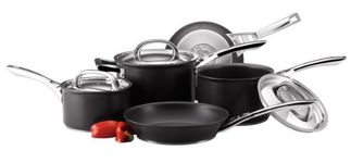 Circulon Infinite Induction Hob Pan Set of 5 - Non Stick Pots and Pans Sets with Stainless Steel Lids & Handles, Premium Dishwasher Safe Cookware, Black