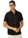 Thomas Scott Mens Cotton Blend Half Sleeves Slim Fit Casual Shirt (TS1419_Black, M)