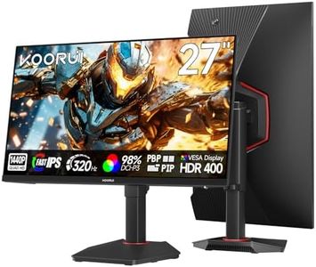 KOORUI 27 Inch 320Hz Gaming Monitor, QHD 1440P, Fast IPS, 1ms, HDR400, Adaptive Sync, Eye Care, 99% sRGB, Height Adjustable, Pivot, HDMI 2.1 & DP 1.4, VESA, PIP/PBP, PC/PS5/Xbox Gaming Monitor G2721E