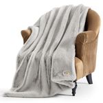 UGG Euphoria Faux Fur Throw Blanket, Oversized Warm Throw for Couch or Chair, Luxury Bedroom Decor, Cozy Soft Blankets, Machine Washable, 127cm x 177cm, Seal Grey
