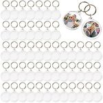 MATANA - 50 Clear Blank Photo Insert Keyring Empty Keychains, Double Sided for Personalised Tags for Gift Bags Fillers and Favours - 4.5cm