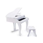 Hape Deluxe White Grand Piano | Thirty Key Piano Toy with Stool, Electronic Keyboard Musical Toy Set for Kids 3 Years+