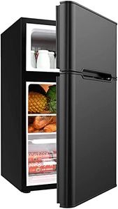 Compact Refrigerator,90L Dual Door Mini Refrigerator with freezer, Dorm fridge with Adjustable Feet and Removable Shelves, Black