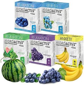 HydroActive Hookah Flavors With Essential Oils, Relaxation Mix Hookah Shisha in Blueberry, Banana, Blueberry Mint, Watermelon Mint, Grape Flavor Set, Hookah Flavors Nicotine Free, 50-Gram 5 Packs