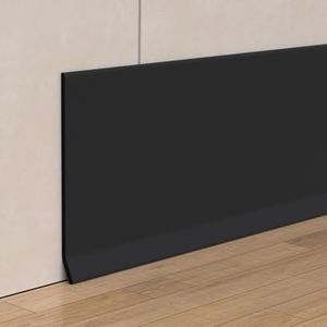 Peel and Stick Baseboard Trim, 4 Inch Rubber Baseboard Vinyl Wall Base, Flexible Baseboard Molding Trim, Adhesive Baseboard Trim Rubber Cove Base(200Ft, Black)