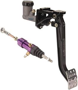 Speedway Motors Swing Mount Hydraulic Clutch Pedal Kit: 7:1 Ratio I-Beam Arm, 7/8" Pull Type Slave Cylinder, 3/4" Master Bore, Adjustable Waffled Pedal, 5/16" Heim Rod End, Aluminum Frame