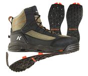 Korkers Greenback Wading Boot with Kling-On & Studded Kling-On Soles, Dried Herb/Black , Size 11