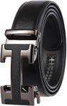 Contacts Genuine Leather Belt for Men with Easier Adjustable Autolock Buckle - Micro Adjustable Belt Fit Everywhere |Formal & Casual | Elegant Gift Box - (51-Black-Waist Size Fit From 28" to 42")……