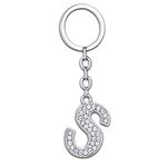 Initial Keyrings For Women Girls Keyring Crystal Rhinestone Initial Keychains Personalized Jewellery Accessories Key Ring Letter A-Z Birthday Gifts (S)