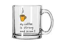 V kraft "My Coffee is Strong so am i Unique and Stylish Love Quote Printed Transparent Coffee Mug Tea Cup | Unique and Stylish | Gift for Anyone On Any Occasion | Pack of 1, 330ml